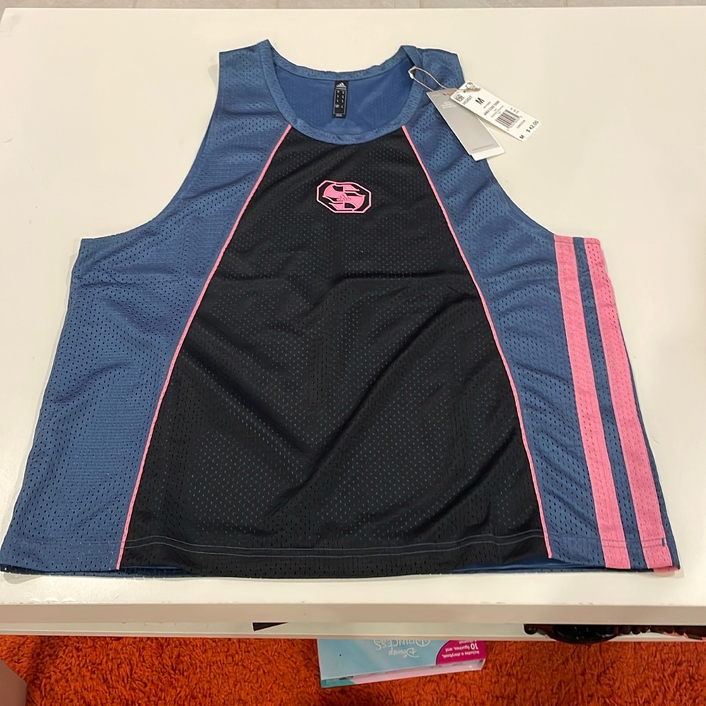 Men’s ADIDAS Mesh Basketball Jersey black/blue/pink size Medium